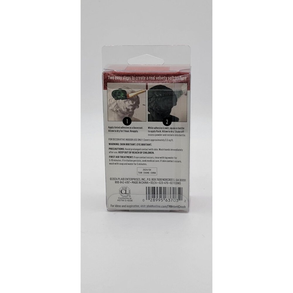 FolkArt Velvet Crush – 2 Step Flock Kit (Apple Red) – Velvety Soft Finish – New - Picture 2 of 2